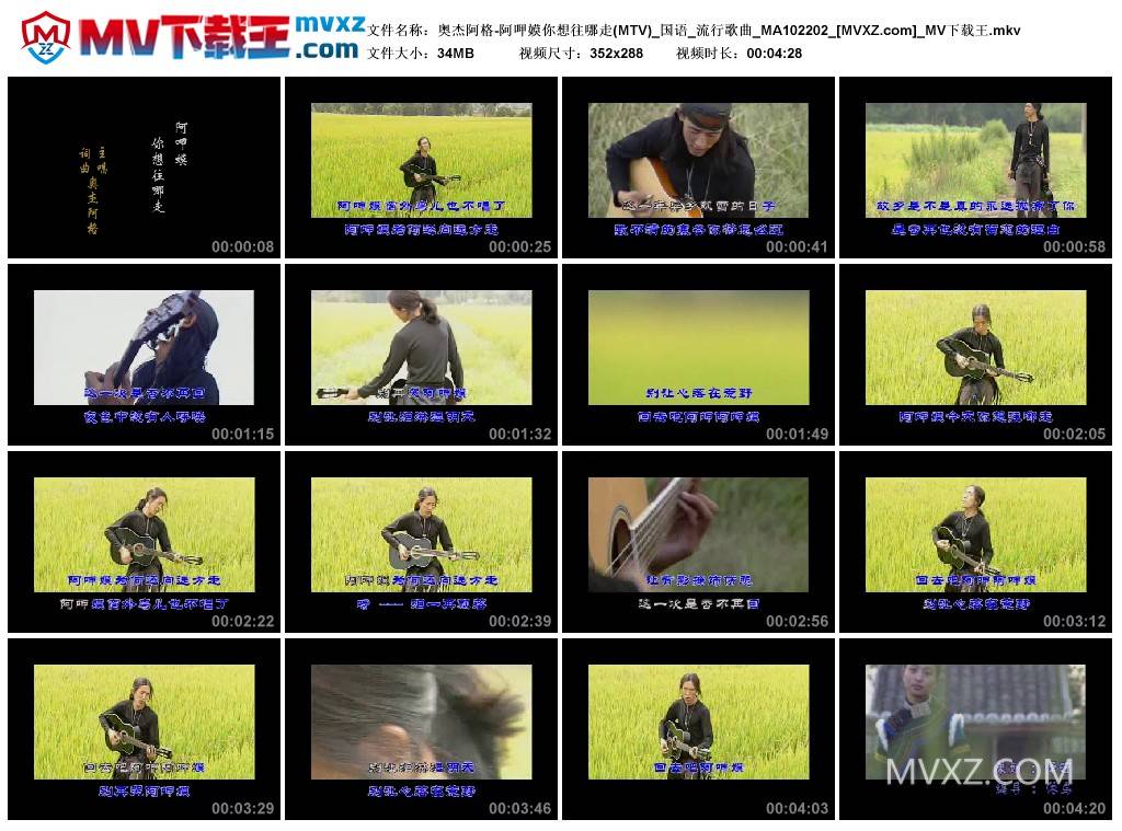 奥杰阿格-阿呷嫫你想往哪走(MTV)_国语_流行歌曲_MA102202